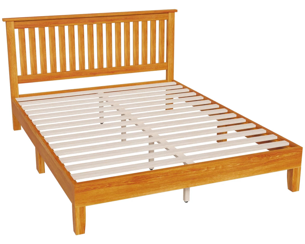 Queen Size Bed Frame with Headboard Wood Slats K5159