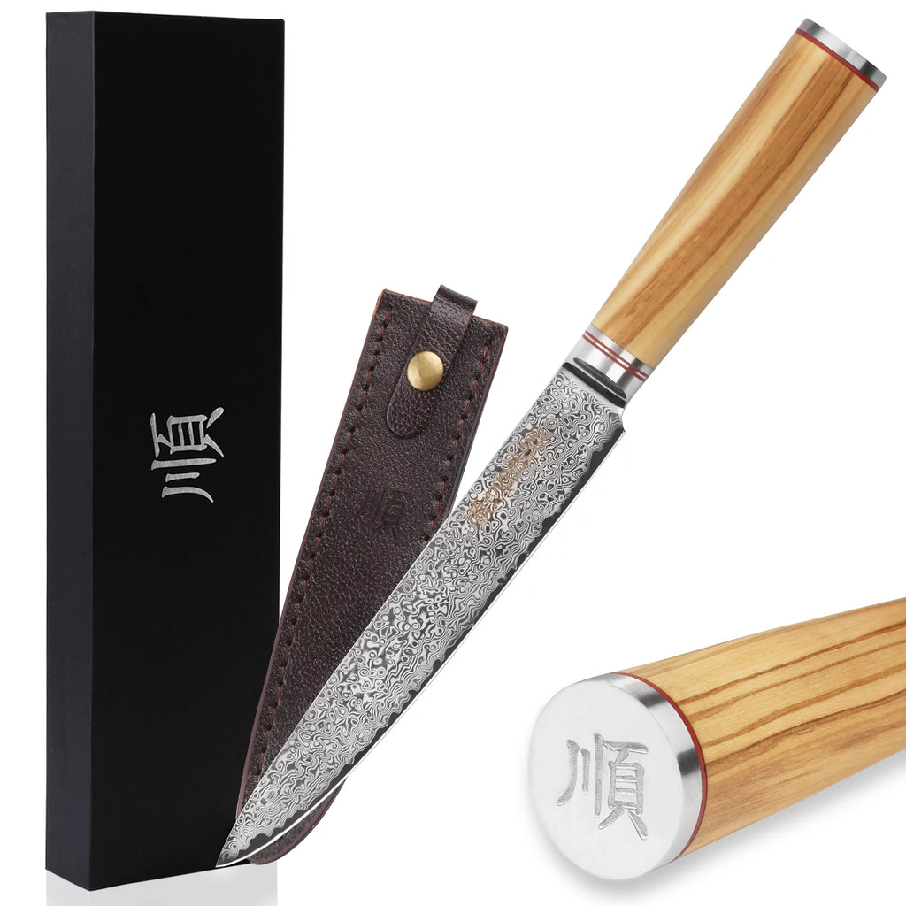 8 Inch Damascus Steel Olive Wood Carving Knife G92538