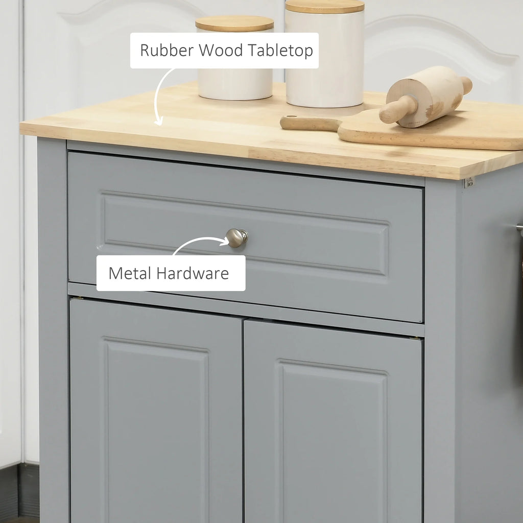 Rolling Kitchen Island Cart with Drawer and Adjustable Shelf D86185