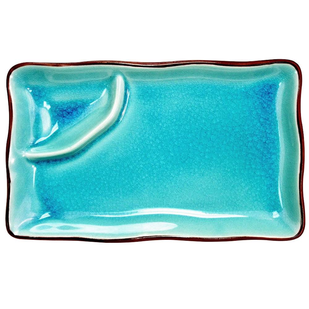 8-Inch Rectangular Plate with Triangular Sauce Compartment K73235