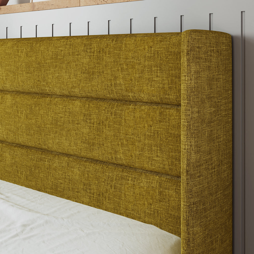 Beige Queen Size Lift Up Platform Bed Frame with Headboard B4458