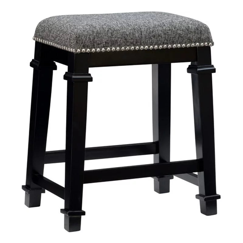 25" Black Wood Backless Counter Stool Y581