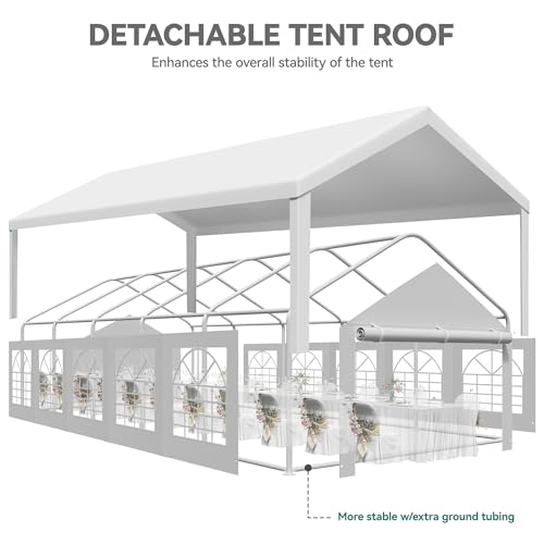 16x32ft Heavy Duty Galvanized Steel Party Tent with Removable Sidewall Windows E4016