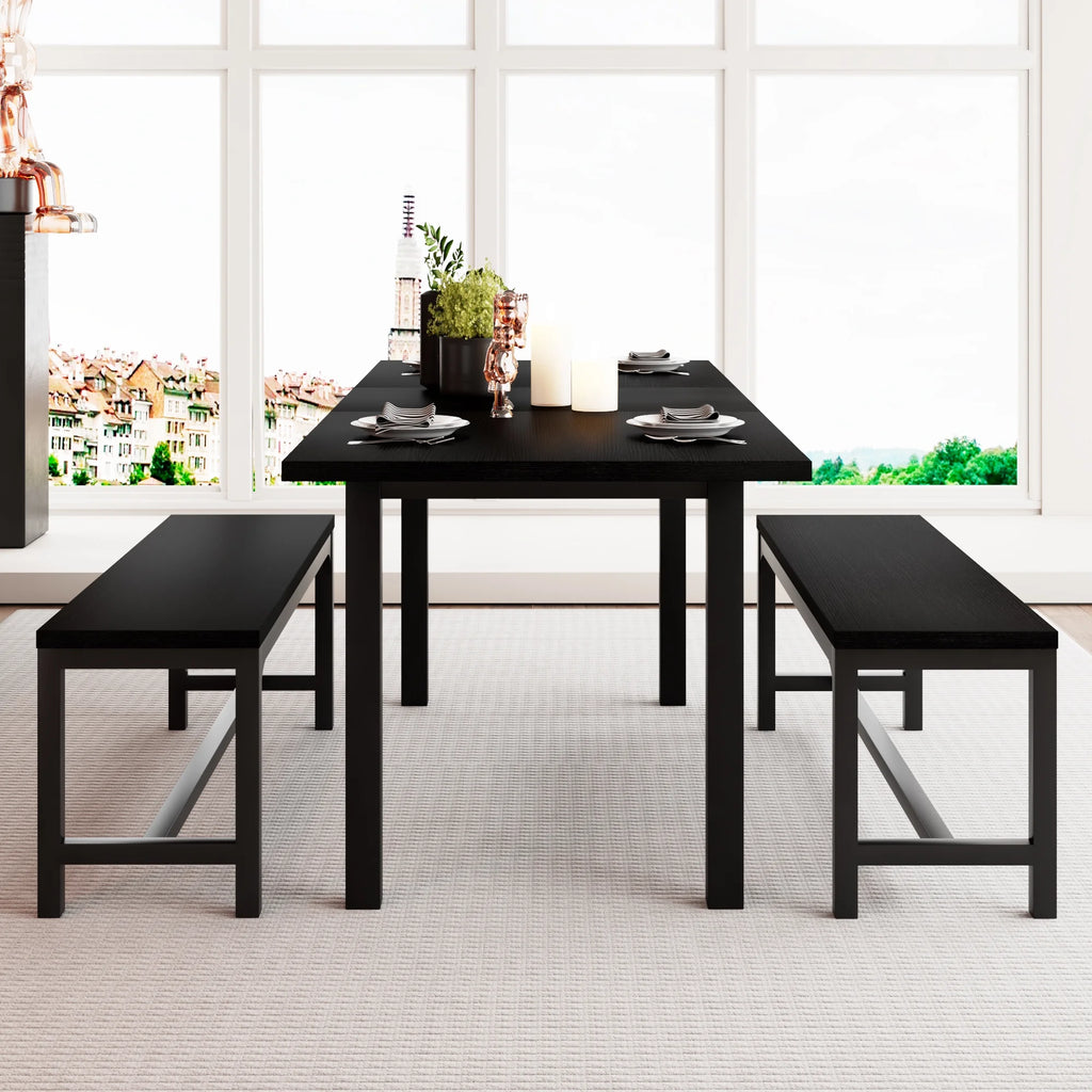 63" Extendable Dining Table Set with 2 Benches D3044