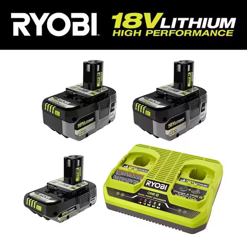 18V 4.0 Ah and 2.0 Ah Batteries and Dual-Port Charger Starter Kit Q491132