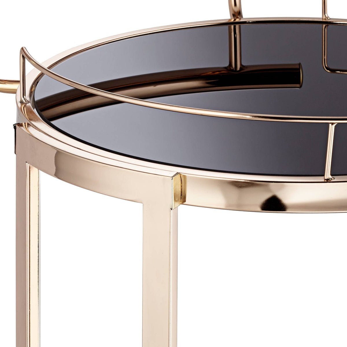 Round Black Glass Serving Cart Y9119