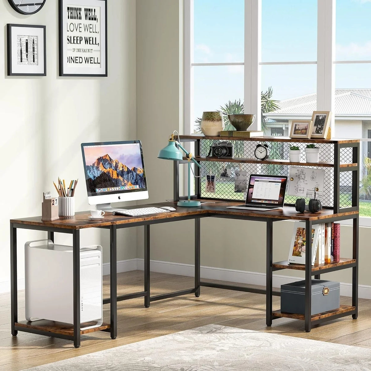 67" Computer Desk with Hutch I483