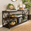60-Inch X-Frame Bookshelf Dark Walnut Black Metal H528519