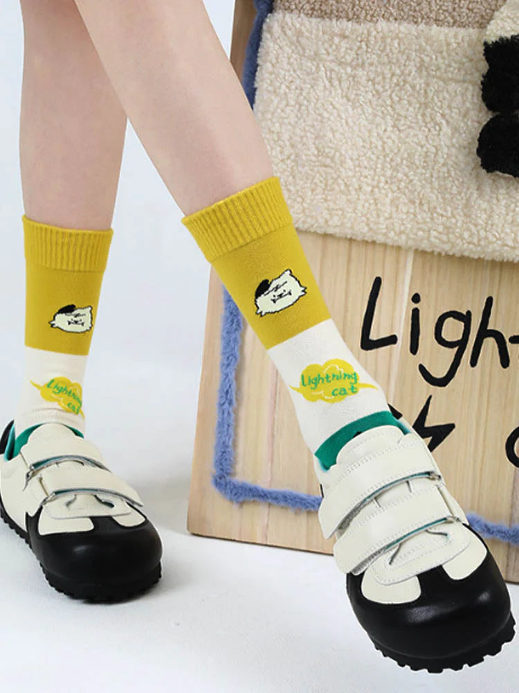 Cute Cartoon Kitty Mid-Calf Socks H992