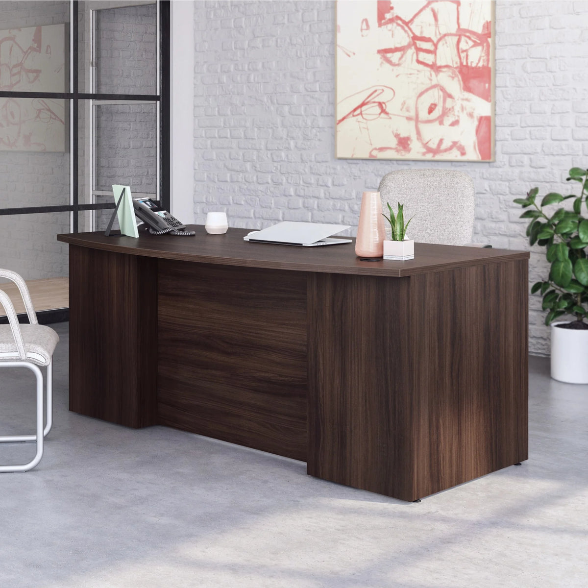 Engineered Wood Bowfront Executive Desk L34570