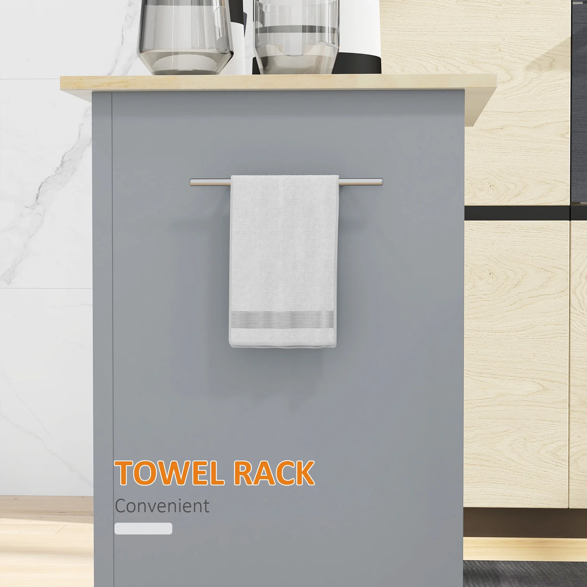 Rolling Kitchen Island Cart with Drawer and Adjustable Shelf D86185