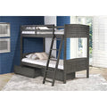 Twin Over Twin Louver Bunk Bed with Dual Storage Drawers W4795