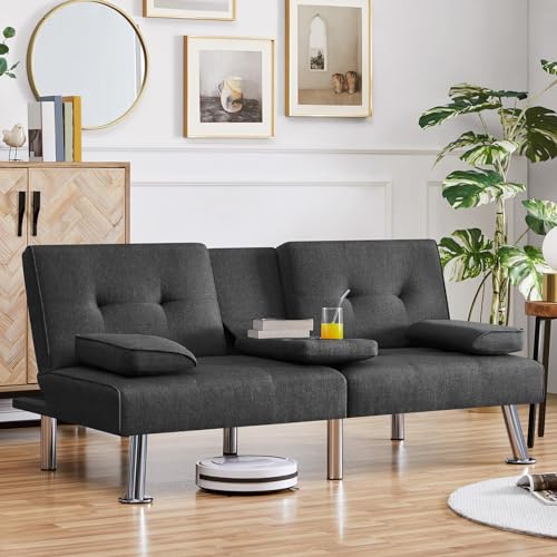 Dark Gray Convertible Sofa Bed T1884