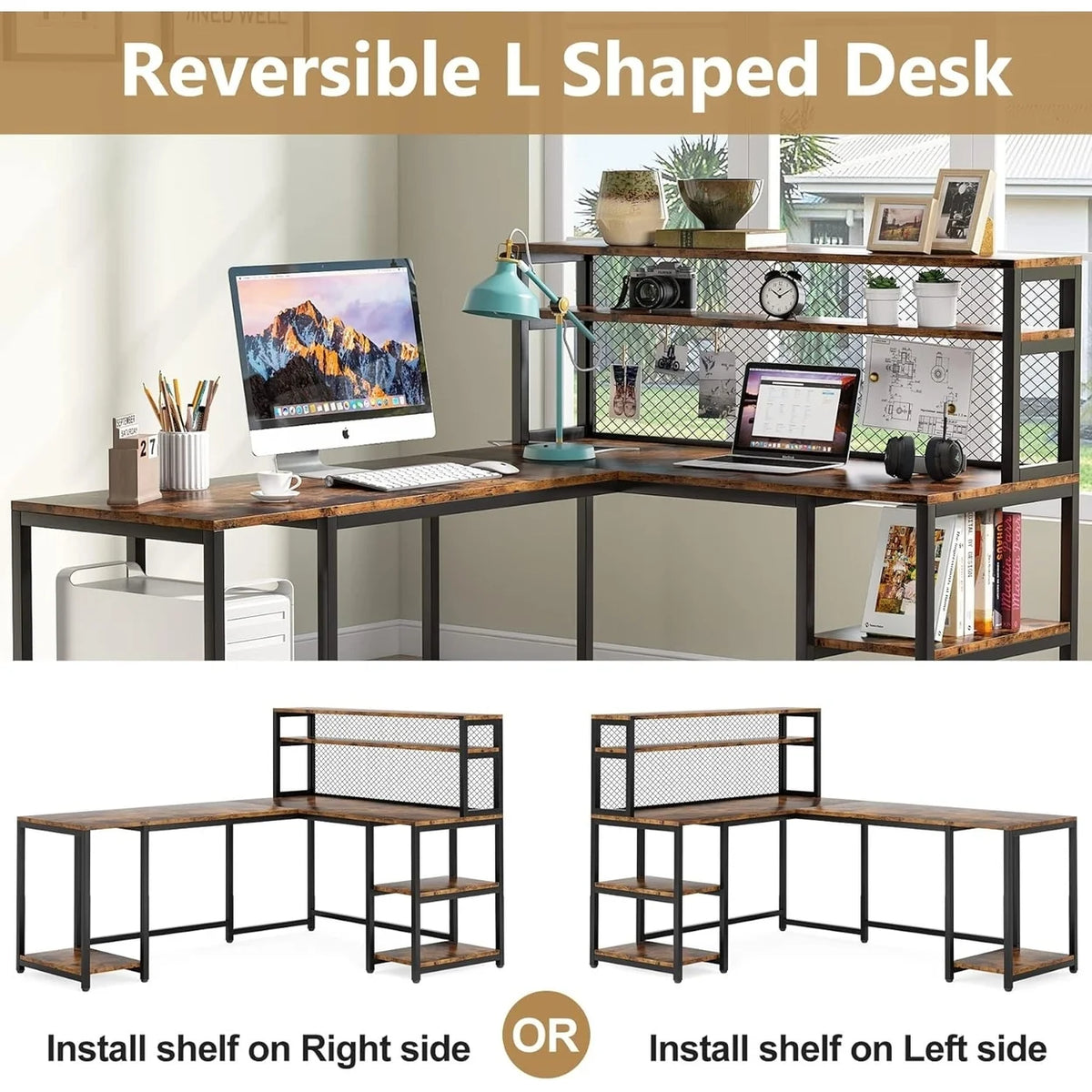 67" Computer Desk with Hutch I483