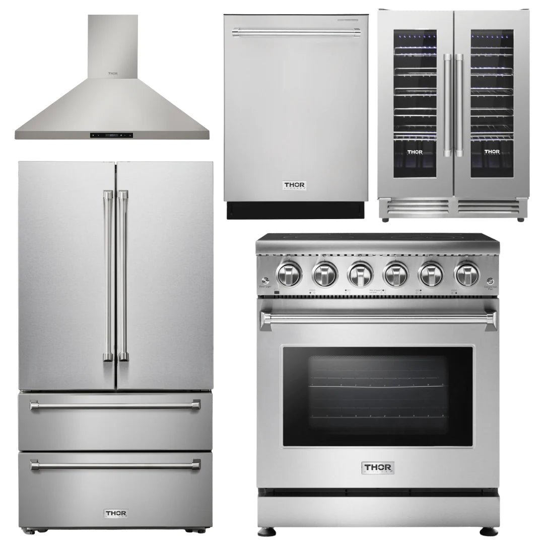 30 Electric Range, Range Hood, Refrigerator, Dishwasher, Wine Cooler S9128