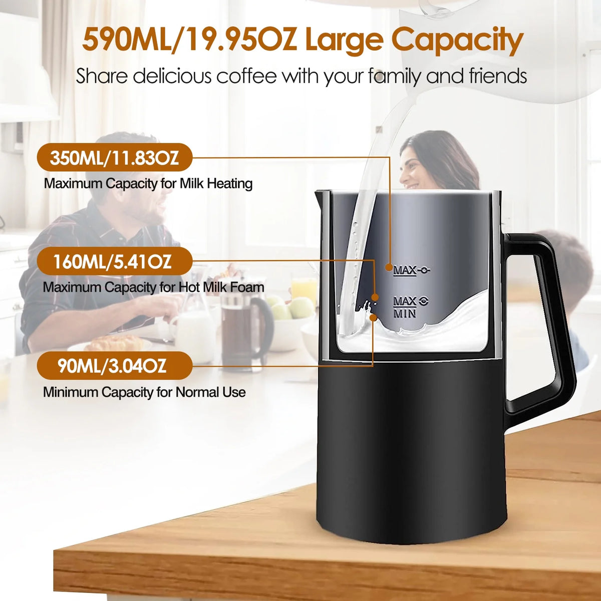 4 in1 Stainless Steel Electric Milk Frother V549805