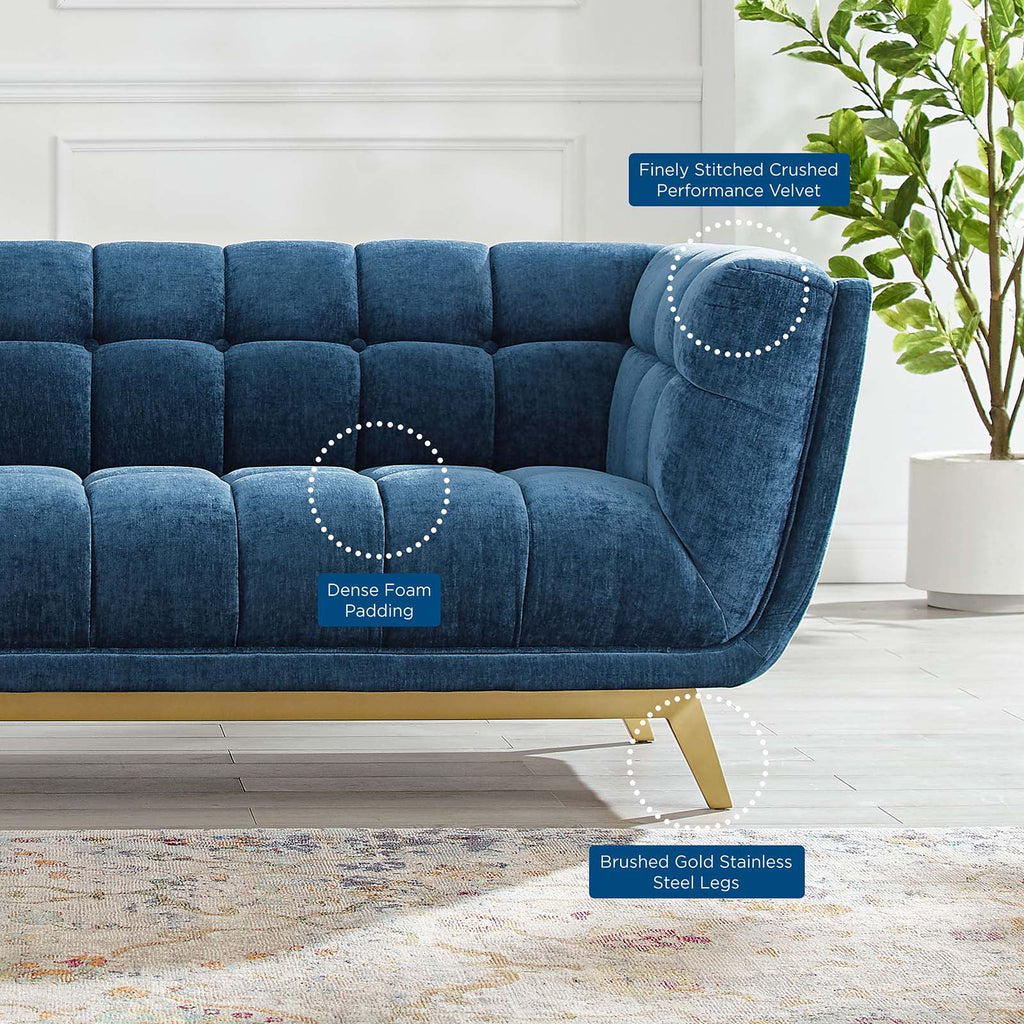 Navy Performance Velvet Sofa T601
