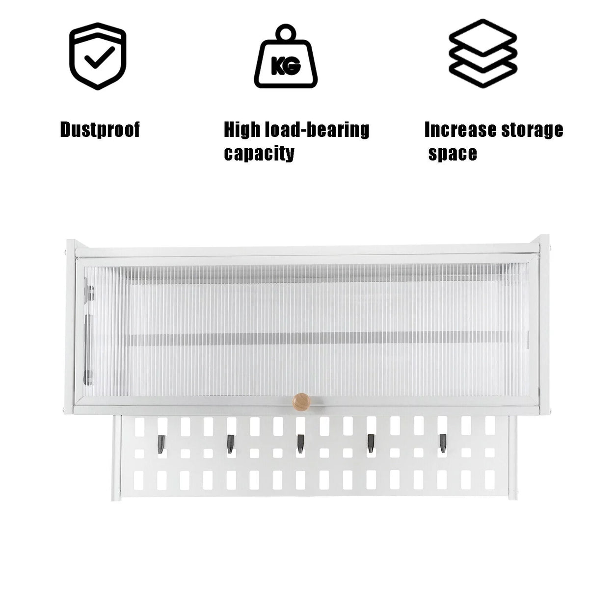 White Wall Mounted Storage Cabinet with Glass Door T105208