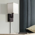 Black Plug-In Wall Light with USB Port and Outlet Z831949