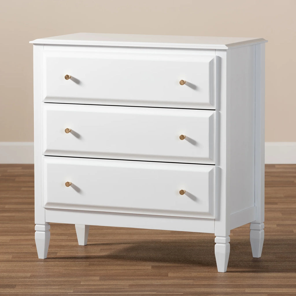 White 3-Drawer Wood Bedroom Chest G7573