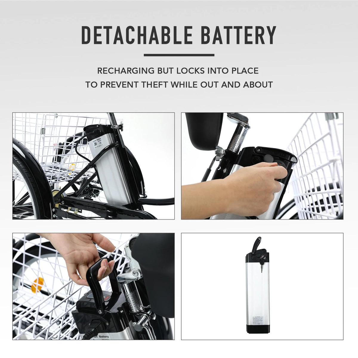 White 26 Inch 3 Wheel Electric Bike O417