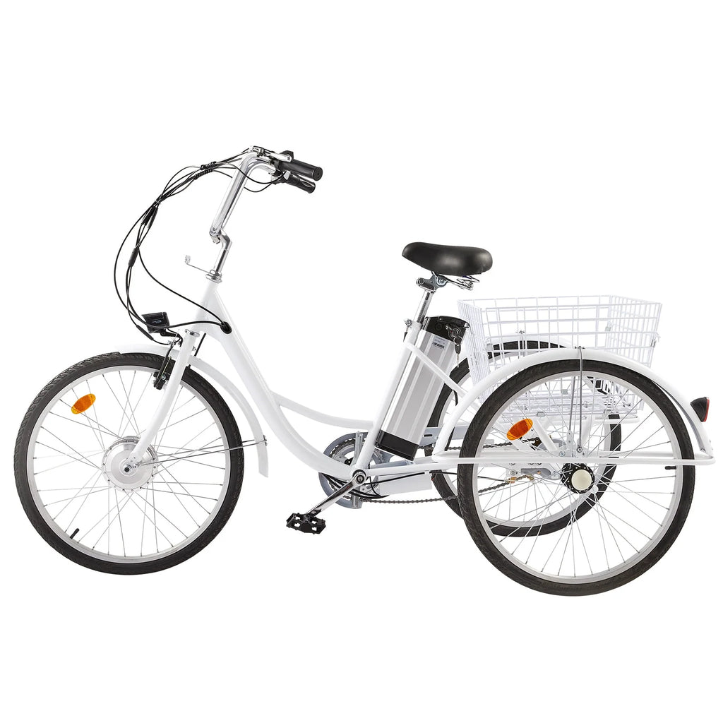 White 26 Inch 3 Wheel Electric Bike O417