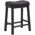 Black Faux Leather Saddle Seat Counter Height Barstools Z8392