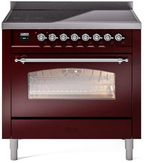 36 Induction Range with Electric Oven in Burgundy Y751