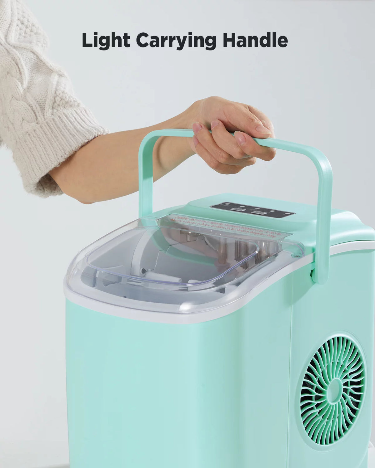 Countertop Ice Maker with Handle, 9 Cubes/6 Mins, 26lbs/24Hrs, Self-Cleaning, Ice Scoop and Basket, 2 Sizes of Bullet Ice, Green C924