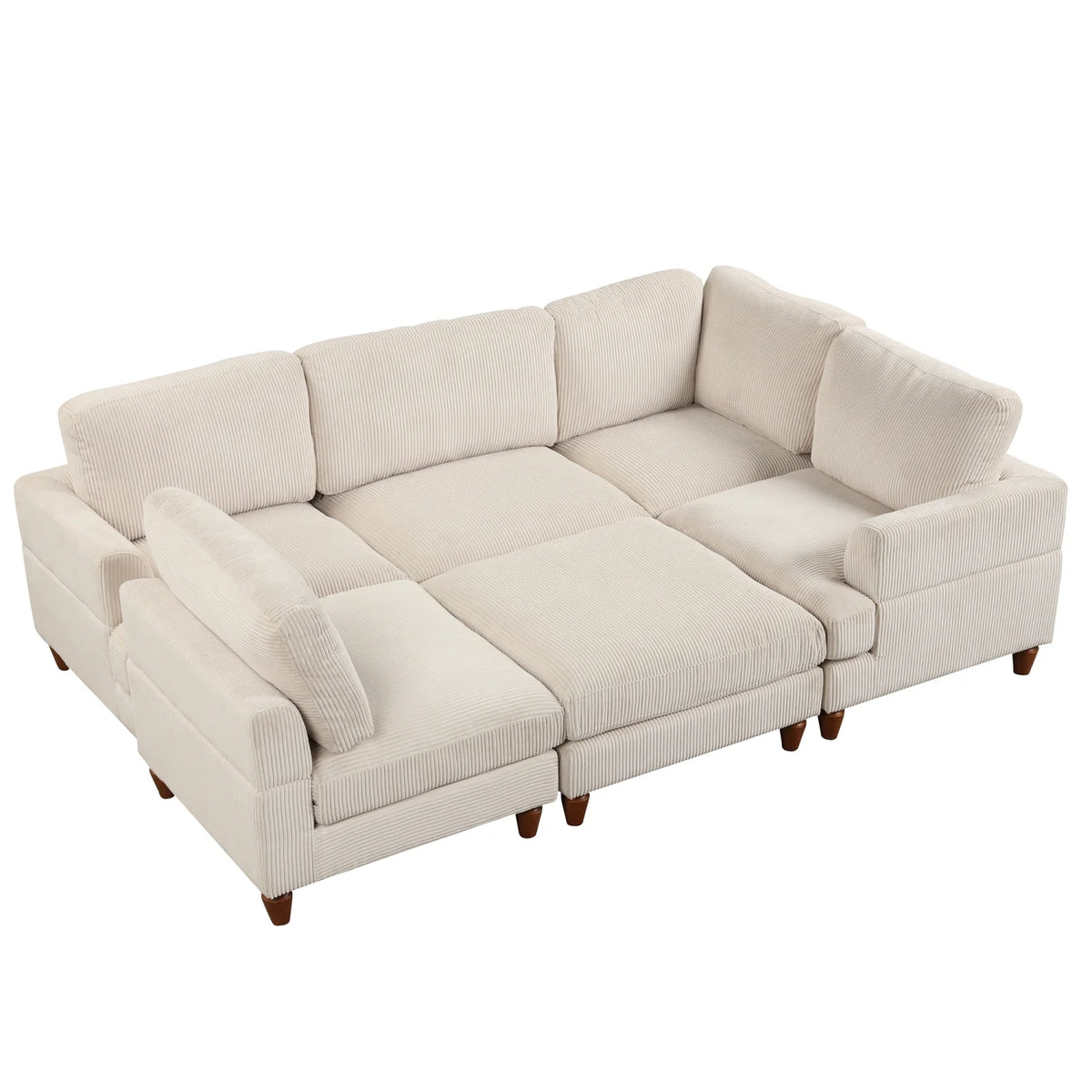 Beige Corduroy Modular Sectional Sofa with Chaise A18954