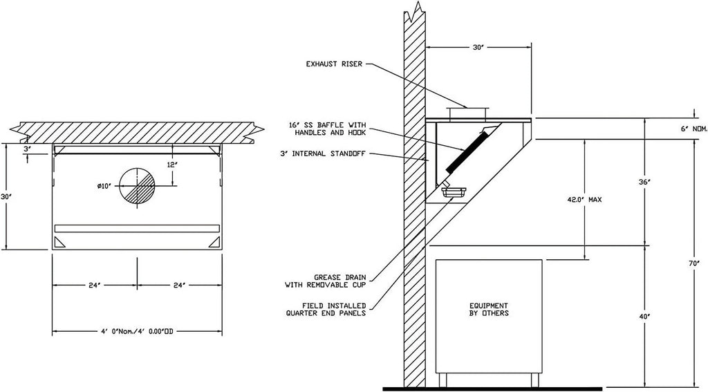 Food Truck Low Profile Exhaust Hood System with Fan and Duct N5016