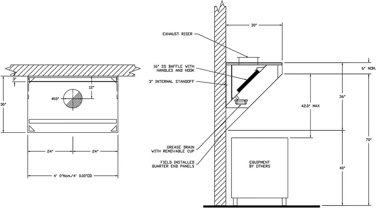 Food Truck Low Profile Exhaust Hood System with Fan and Duct N5016