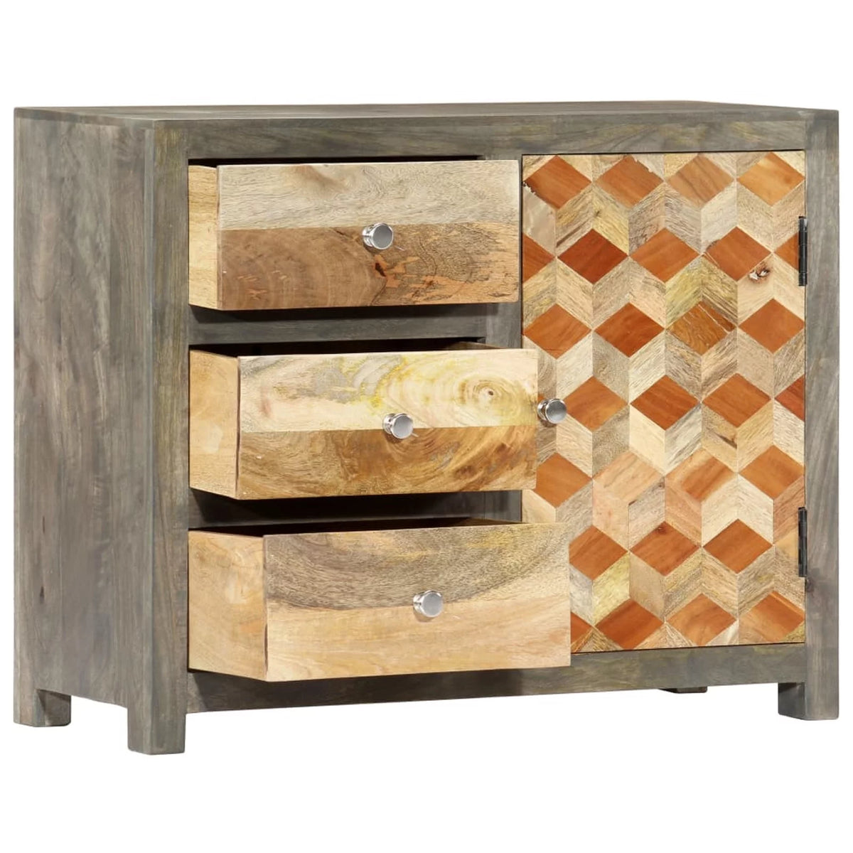 Gray Solid Mango Wood Side Cabinet R458293