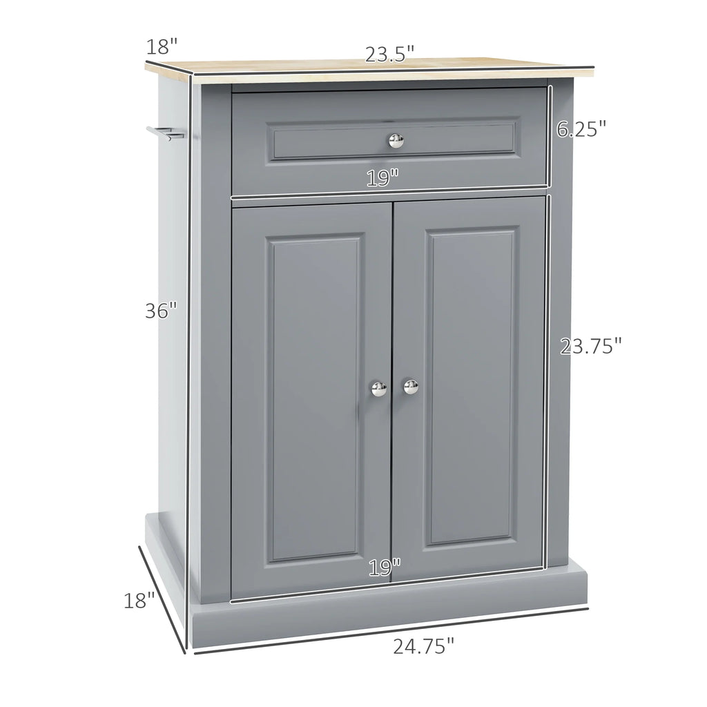 Rolling Kitchen Island Cart with Drawer and Adjustable Shelf D86185
