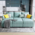 Aqua Blue Fabric Sleeper Sectional Couch Sofa Bed S3510