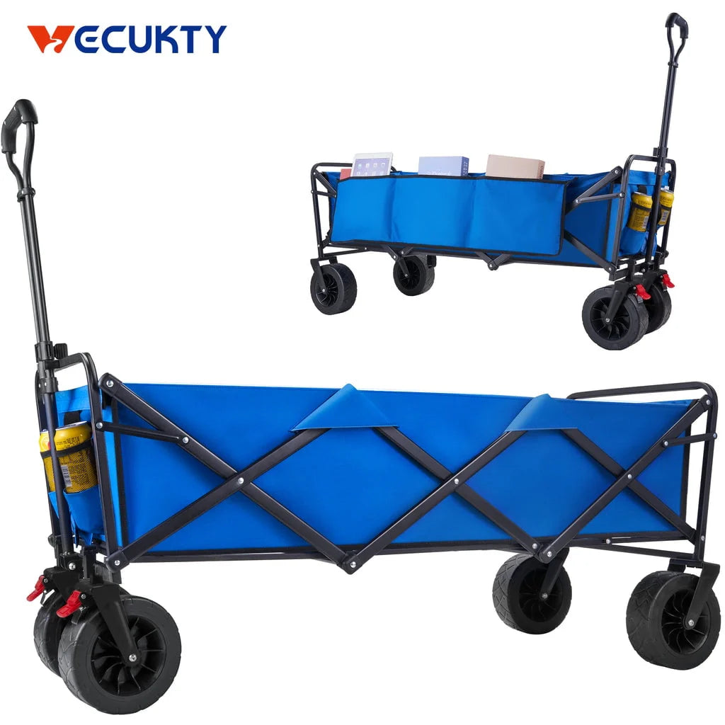 Collapsible Garden Cart Folding Wagon with Wheels Black T7128