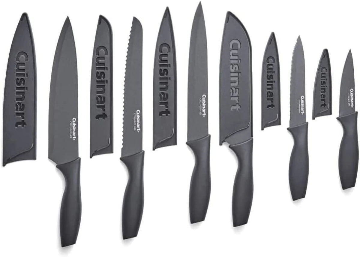 11-Piece Nonstick Hard-Anodized Cookware Set and 12 Piece Ceramic Coated Cutlery Set Matte Black I6166