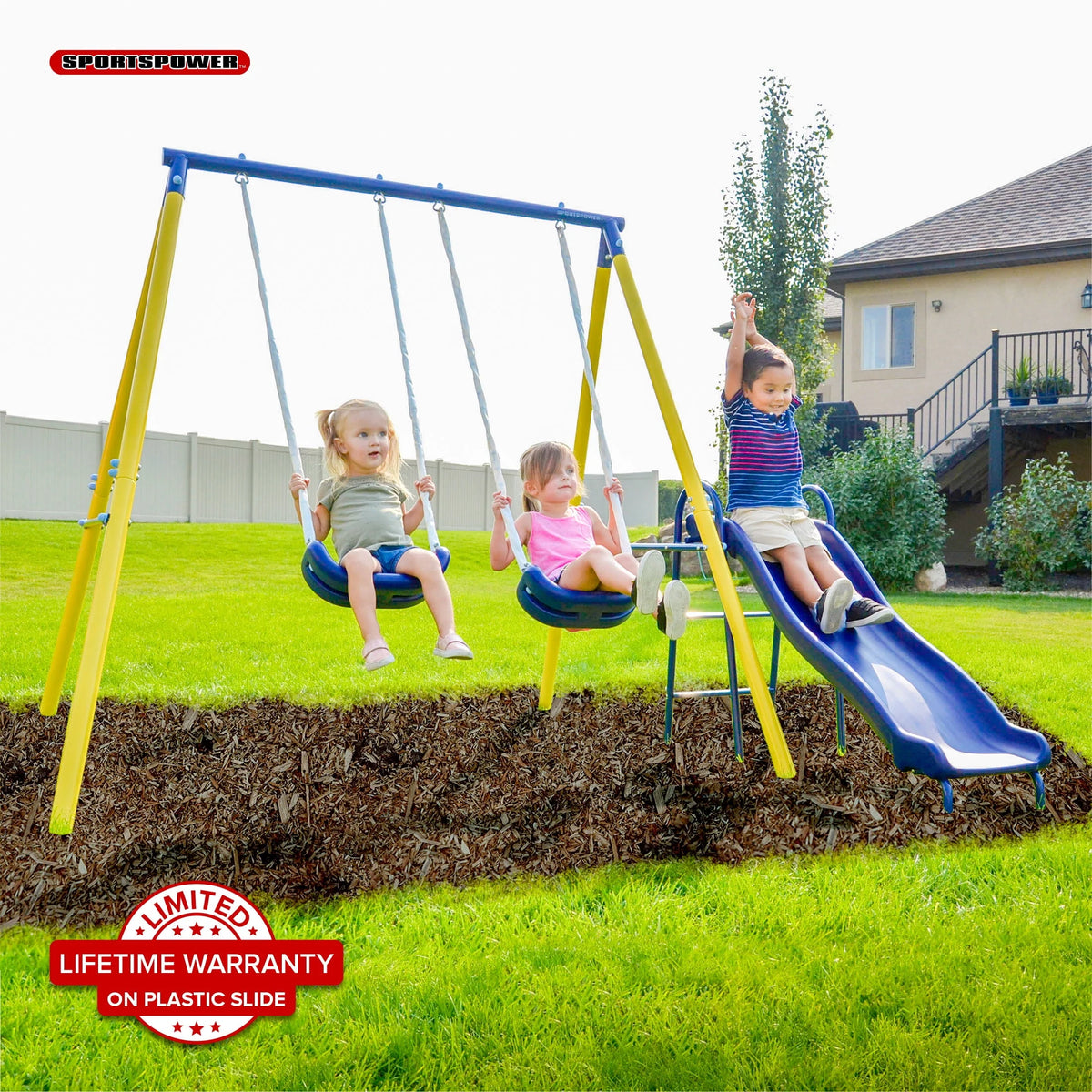 Metal Swing Set with 2 Swings and Slide M838303