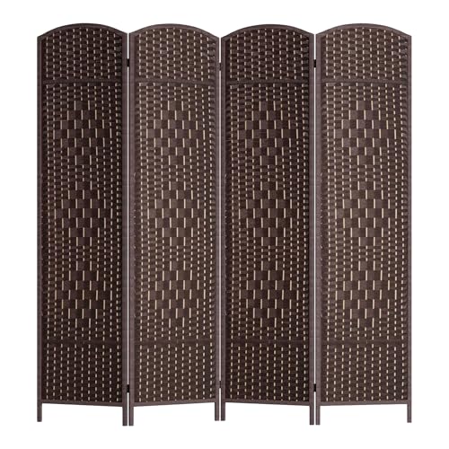 6FT Dark Brown Wooden Folding Room Divider H677554