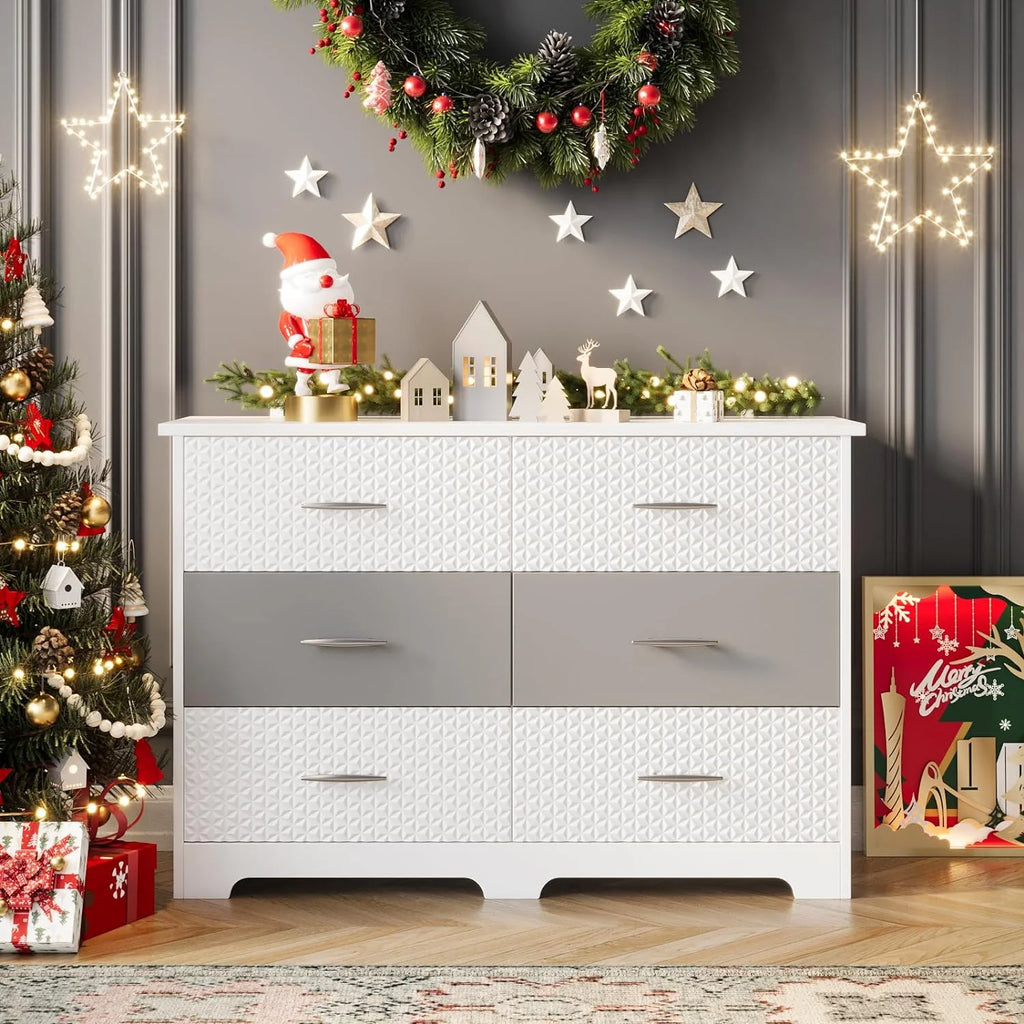 White 6 Drawer Wood Storage Chest of Drawers Y29550