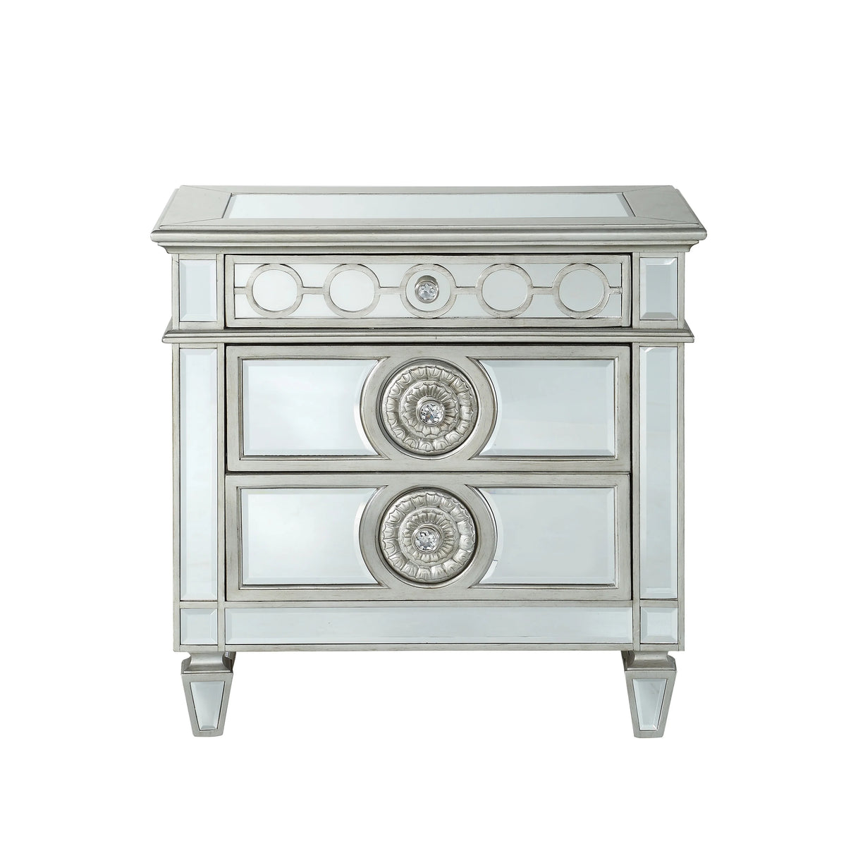 Mirrored Wood 2 Drawer Nightstand J737128
