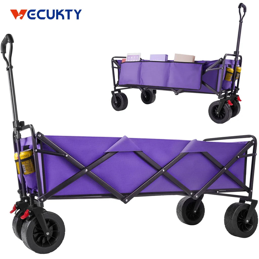 Collapsible Garden Cart Folding Wagon with Wheels Black T7128
