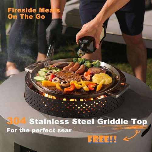 32 Inch 3-Piece Propane Fire Pit Table 65,000 BTU with Tank Side Table and Baking Sheet P1730