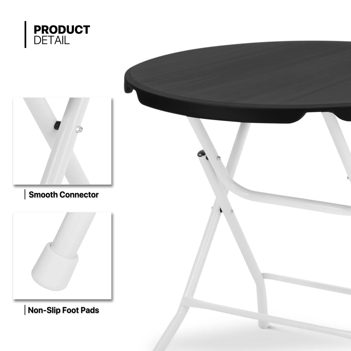 7 Pieces 2.6 FT Folding Round Black Table and Chair Set E566
