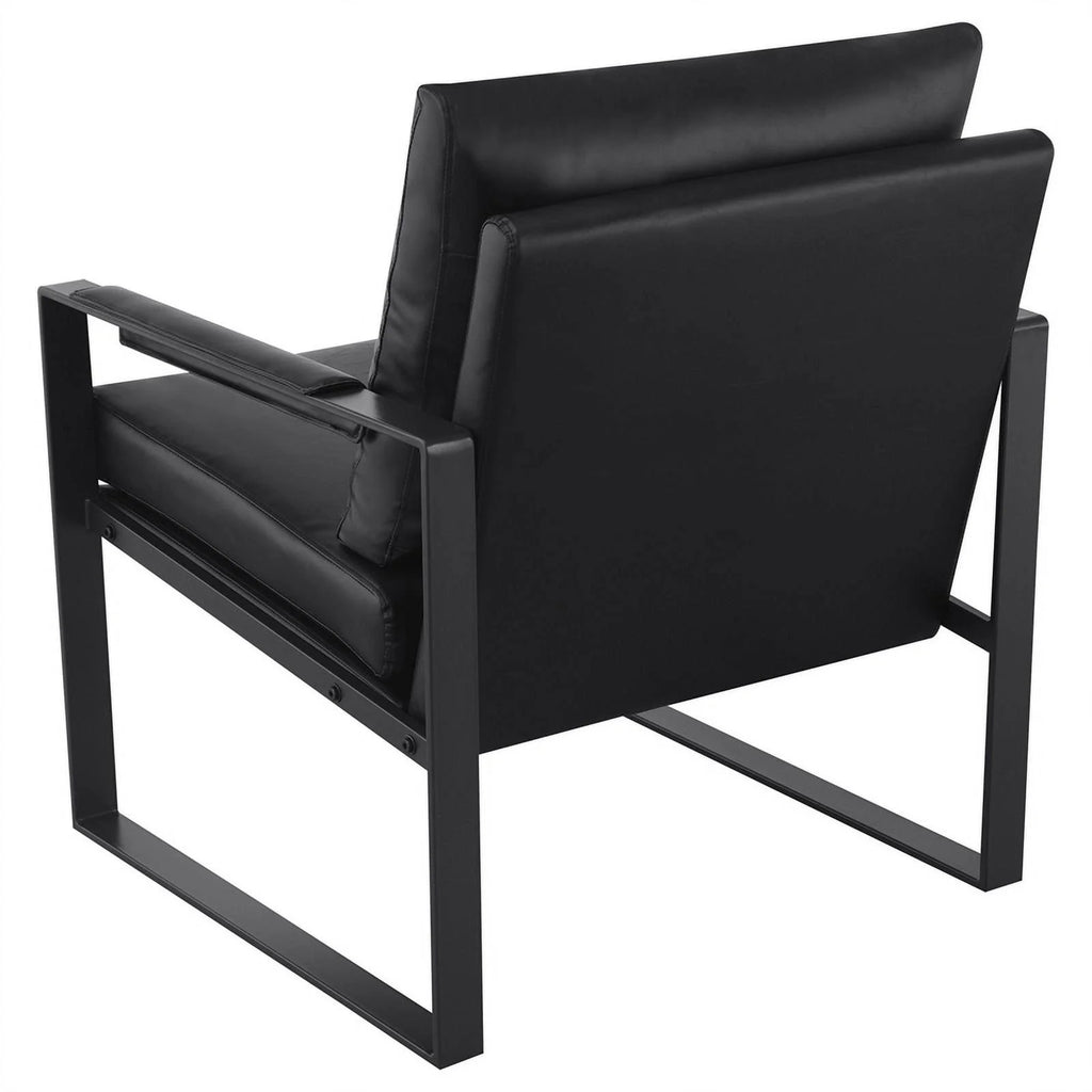 Black Faux Leather Accent Chair with Track Arms L58915