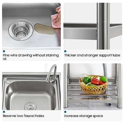 Single Bowl Stainless Steel Free Standing Kitchen Sink A85048