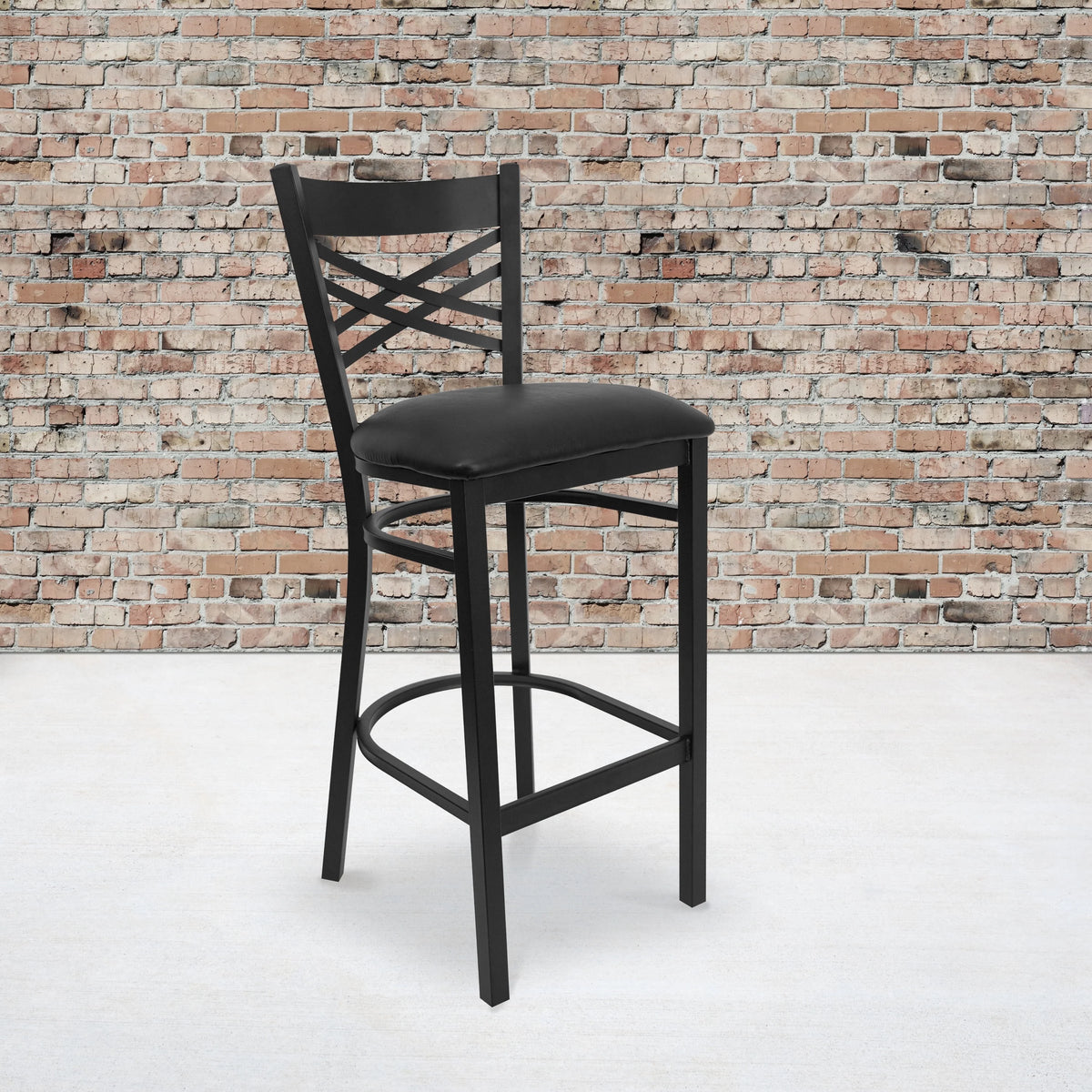Black X Back Metal Barstool Q194686
