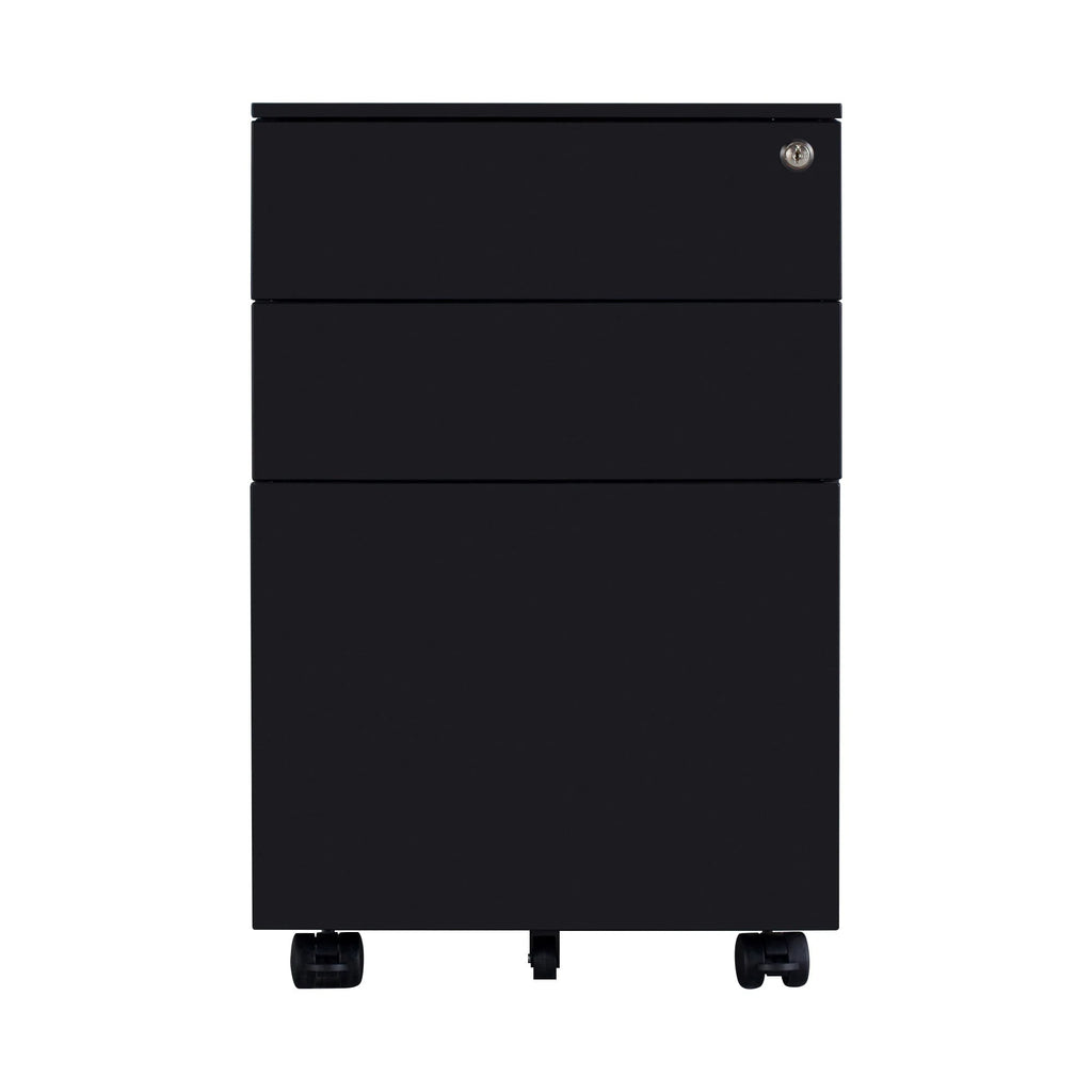 3 Drawer Black Mobile File Cabinet U659283