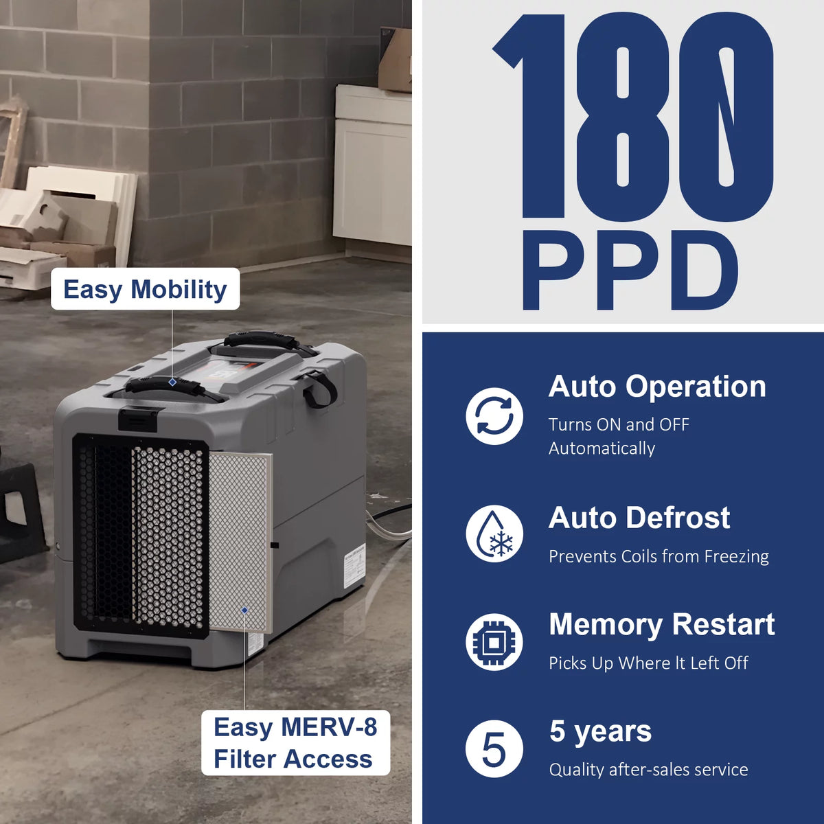 180 PPD Commercial Dehumidifiers with Pump L4354