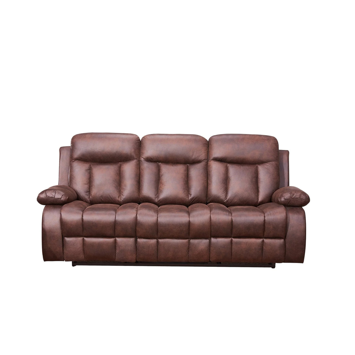 Brown Microfiber 3-Seat Manual Reclining Sofa T137
